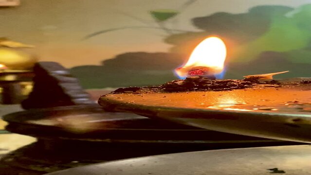 Flames under candlelight for worshiping sacred objects according to beliefs and culture in each country Region or religion, Flames under candlelight for worshiping gods, burning candle on background