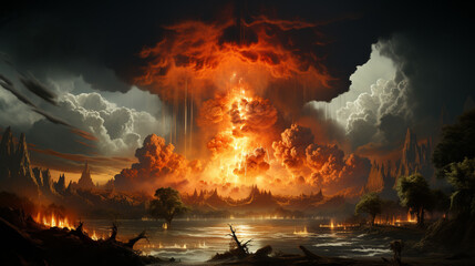 Atomic bombs. Nuclear, weapons, dark, cloud.