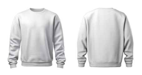 White sweater front and back, cut out - stock png.