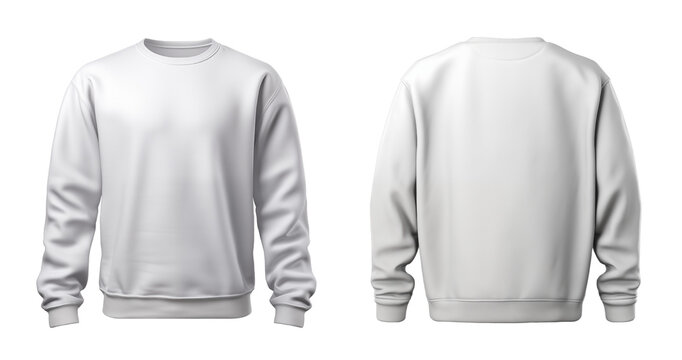 White sweater front and back on a transparent background