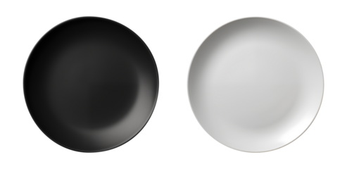 Top view of black and white plate, cut out - stock png.