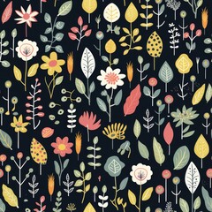 Pattern, hand-drawn illustration of flowers