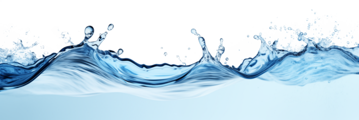 Light blue water waves with a playful explosion of bubbles, cut out - stock png.
