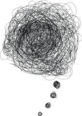 Abstract background with circles, line pattern. Stress mind cloud. Vector illustration of scribble lines isolated.
