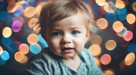 Fototapeta na wymiar portrait of a child, cute baby on abstract background, pretty child on background, portrait of a cute baby