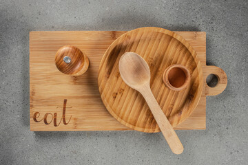 kitchen background of cooking menu, kitchen utensils on wooden board. banner, menu, recipe copy space, top view