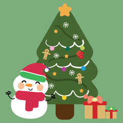 Fototapeta premium Hand drawing cartoon Christmas card, wallpaper, background. cute Christmas wallpaper