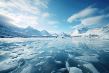 Frozen Lake in a Snowy Mountain