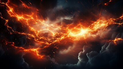 Orange lighting strike on dark background.