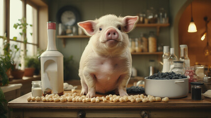 Pig on the table.