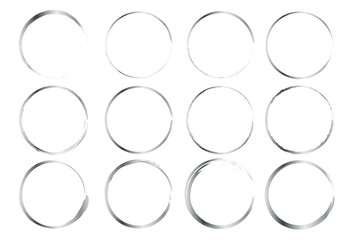 筆で描いた丸　シルバー　レトロなグラフィック素材