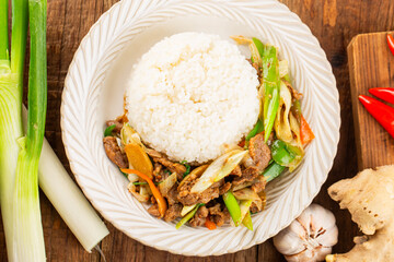 Chinese cuisine: Delicious fried lamb with rice