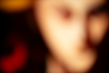 Multi-colored bokeh lights using a camera taken from an LED screen create images of different colors. blue, yellow and green different