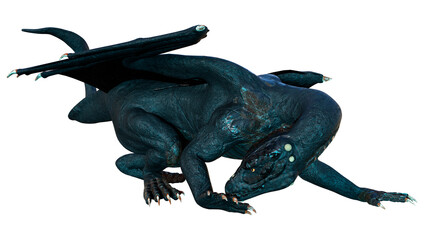 3D Rendering Fairy Tale Dragon on White