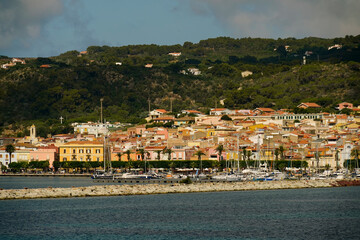 vista del porto e citt&agrave; di Carloforte. Sardegna, Italy