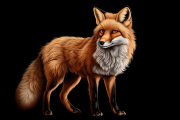 Obraz premium red fox isolated on black background