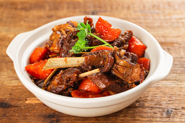 Chinese cuisine: a plate of braised lamb