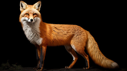 Fototapeta premium red fox isolated on black background