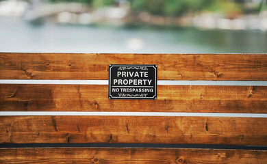 Warning sign, private property, no trespassing - obrazy, fototapety, plakaty