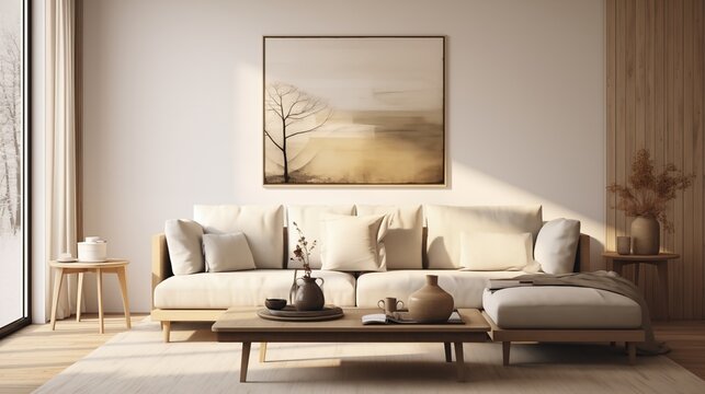 Scandinavian composition of living room