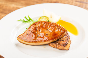 Delicious French foie gras, fried foie gras