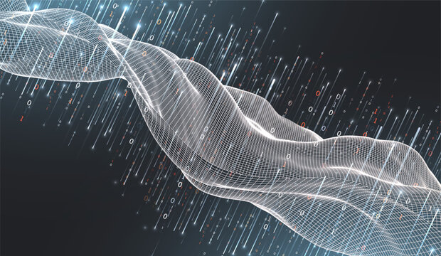 Big Data. Abstract digital futuristic wireframe vector illustration on technology background. Data mining and management concept. Hand drawn art.