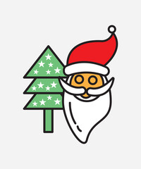 santa claus with christmas tree icon, vector best flat icon.