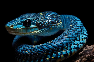 Fototapeta premium Beautiful dark blue snake. 