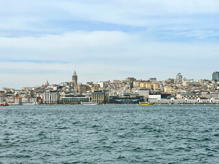 Fototapeta na wymiar View of the European part of Istanbul, the hill of the Galata district.