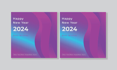 (Happy New Year Social Media Post Banner Design Template)