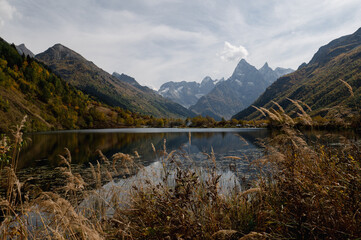 mountain lake in the Caucasus in autumn