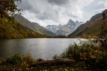 mountain lake in the Caucasus in autumn