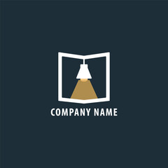 book with lamp logo design