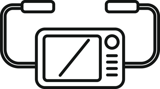 Cardiac first aid icon outline vector. Medical defibrillator. Device portable