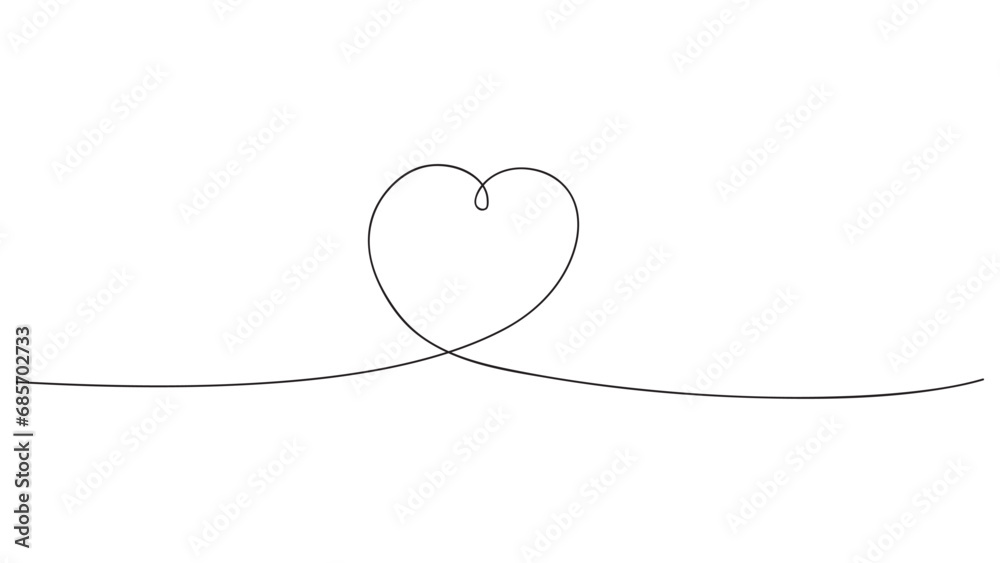 Wall mural heart continuous line art drawing. vector illustration