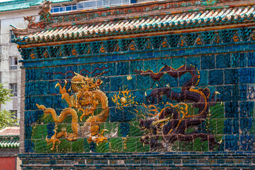 The nine Dragon Wall of Pingyao in China