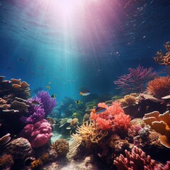 Fototapeta na wymiar Underwater footage of colorful coral reefs and marine life 