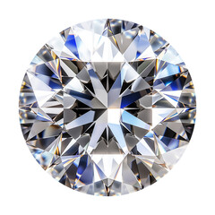 Polished Diamond Top View Isolated on Transparent Background
