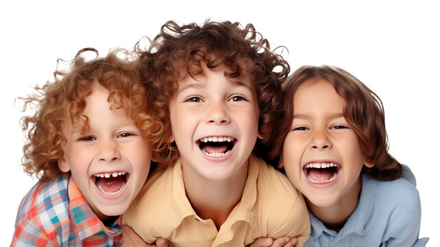 Happy Kids Face Shot Isolated on Transparent Background
