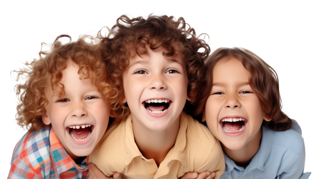 Happy Kids Face Shot Isolated on Transparent Background
