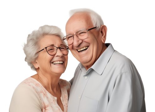 Happy Grandparents Isolated on Transparent Background
