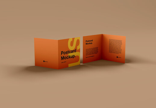 Folded Square Postcard Mockup