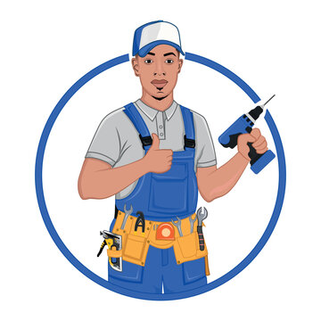 plumber with drill handyman