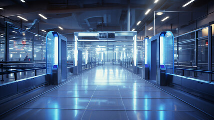 Security gates in airport - obrazy, fototapety, plakaty