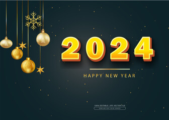 Obraz na płótnie Canvas Vector 2024 happy new year illustration with 3d light typography lettering with neon colure
