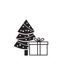 Naklejka na ściany i meble christmas tree with gift box icon, vector best flat icon.