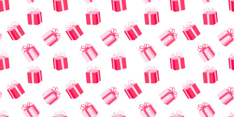 Pattern with gift boxes. Decoration for birthday, valentine's day, Mother's day, New Year and other holidays. Hand drawn gift packaging, wrapping, greeting card