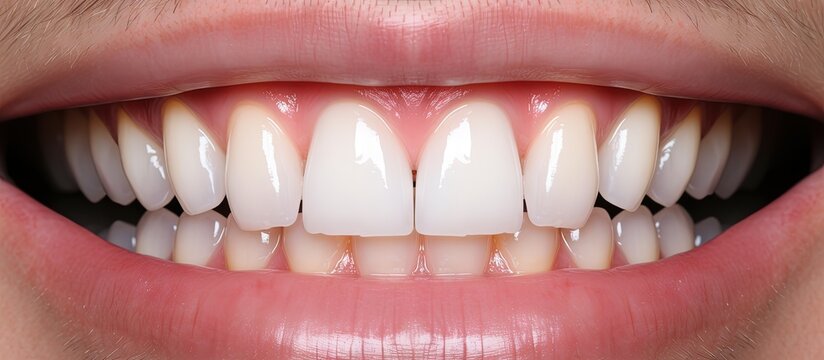 After fixing 20 unit emax press ceramic veneers there is a noticeable difference in the picture Copy space image Place for adding text or design