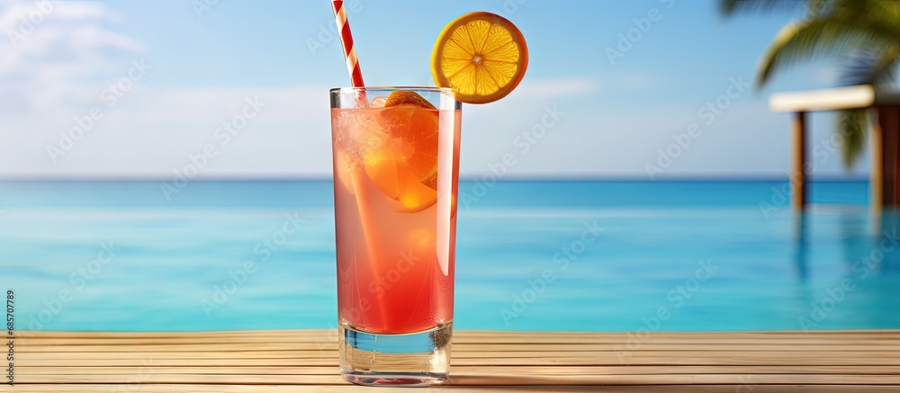 Aufkleber Delicious poolside drink Copy space image Place for adding text or design