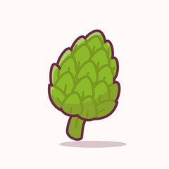 Artichoke Vegetable Flat Illustration, Vegetable healthy food vector illustration